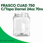 FRASCO CUAD 750 C/Tapa Darnel 24oz 70mm