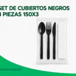 SET DE CUBIERTOS NEGROS 3 PIEZAS 150X3