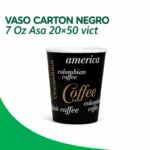 VASO CARTON NEGRO 7 Oz Asa 20x50 vict