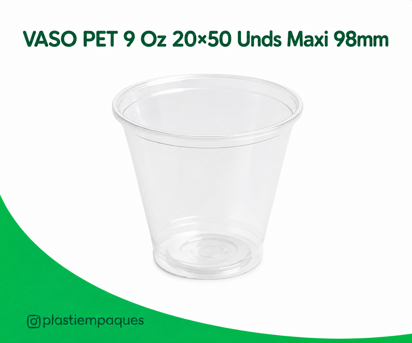 vaso-pet-9-oz-2050-unds-maxi-98mm VASO PET 9 Oz 20x50 Unds Maxi 98mm - Imagen 1